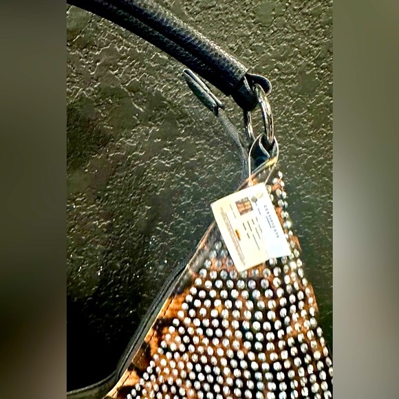 NWT Sandra Ling Leopard Bling Upcycled Hobo Bag - Picture 5 of 16